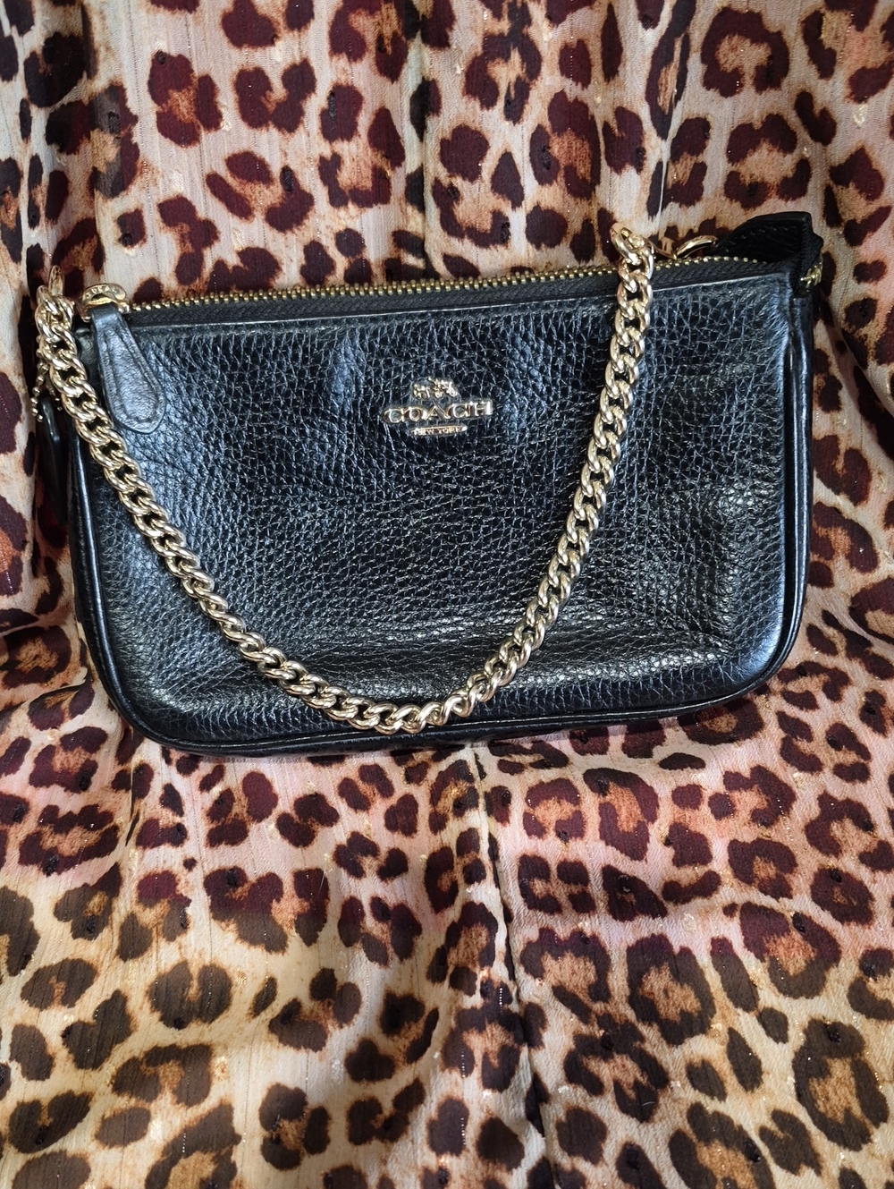 Coach NOLITA 19-Pebbled Leather Shoulder Bag w/ Gold Chain Strap